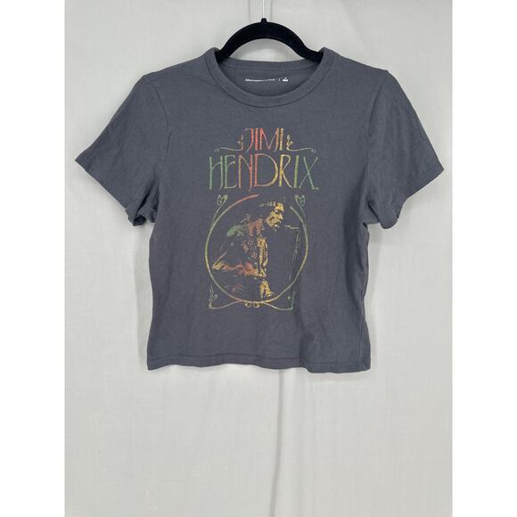Abercrombie Fitch Top Womens Small Gray Jimi Hendrix Graphic Baby Tee Music Band - Picture 1 of 7